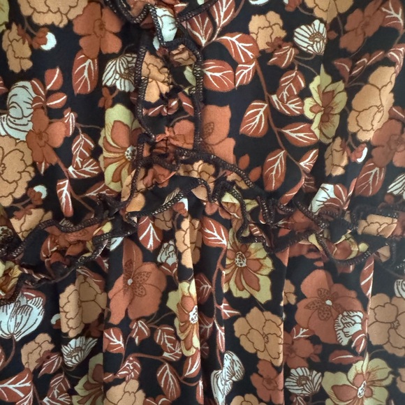 Inspired Hearts Autumn Floral Dress - Black, Rust, and Orange - Picture 5 of 8